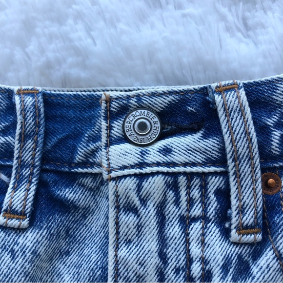 ABERCROMBIE & FITCH • Acid Stone Wash Natural Rise Denim Skirt Raw Hem Size 25 - Picture 13 of 16
